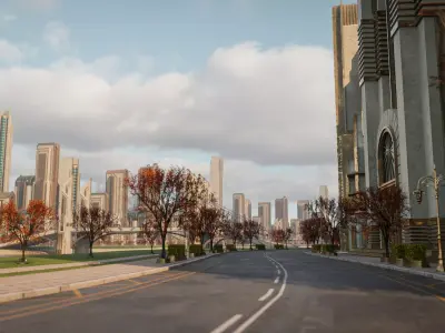 FANTASY ART DECO CITY SCENE WITH ALL THE ASSET Low-poly 3D model