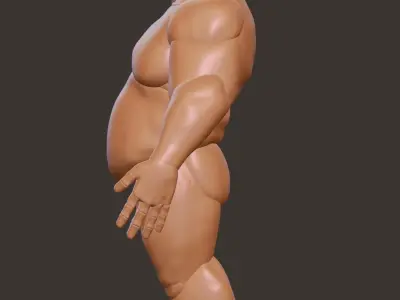 Stilized fat man Low-poly 3D model