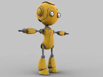 Cartoon rigged pbr robot Low-poly 3D model