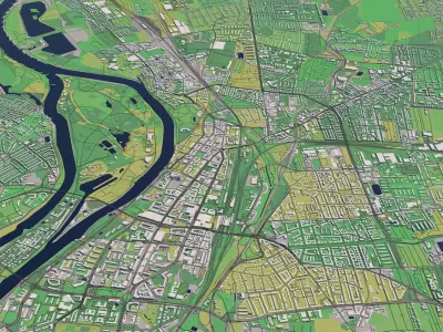 Magdeburg Germany 30x30km City Map 3D model