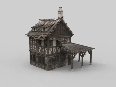 Medieval house fantasy 05 Low-poly 3D model