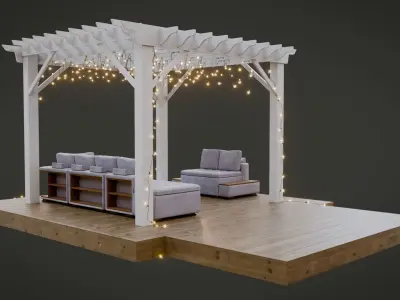 Garden Pergola Low-poly 3D model
