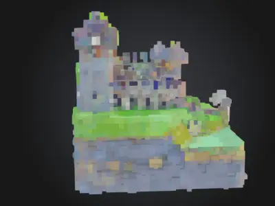 Mosswatch Keep  Voxel Medieval Castle 3D model