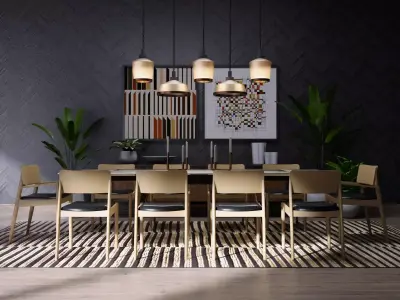 Blender Cycles Dining Room Scene 3D model