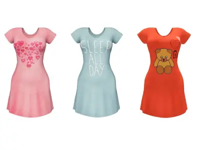 Ladies Sleepshirt Dress Low-poly 3D model