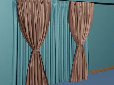 pinch pleat double layer curtain Free 3D model