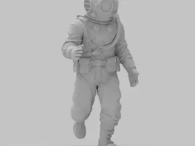 Realistic Vintage Diver Character for 3D Print 3D print model