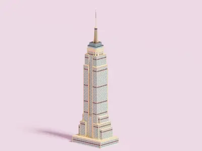 Cartoon Empire State Building New York B 3D model