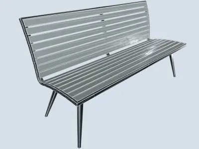 Street bench low poly pbr game ready Low-poly 3D model 3