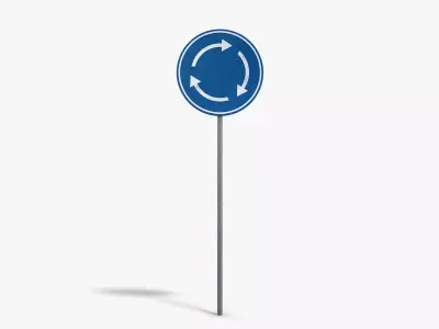 Roundabout Sign Low-poly 3D model