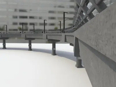 Metro Track and Bridge or Broken Metro track and bridge Low-poly 3D model