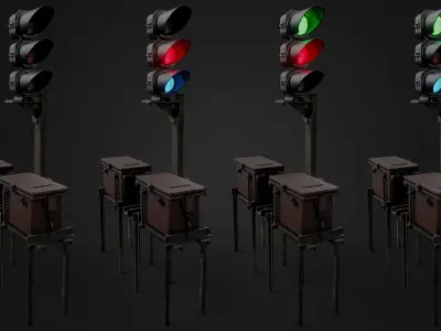 Subway Traffic Light Low-poly 3D model