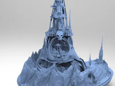 Castle Greyscull Tower Mountains 3D model