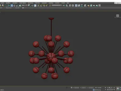  Brass Sputnik Chandelier with Lilac Low-poly 3D model