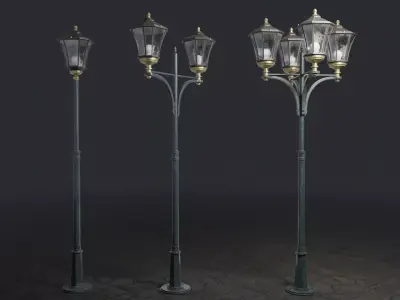 Set of Standart Street Lamps 3D model