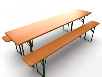 Bavarian Beerbench-Festzeltgarnitur-Bierbank table with bench Low-poly 3D model