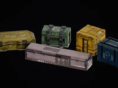 SciFi Crates Pack Vol 1 Low-poly 3D model
