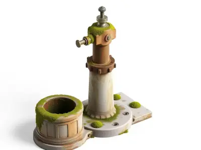 Rusty Mossy Urban Utility Model Low-poly 3D model