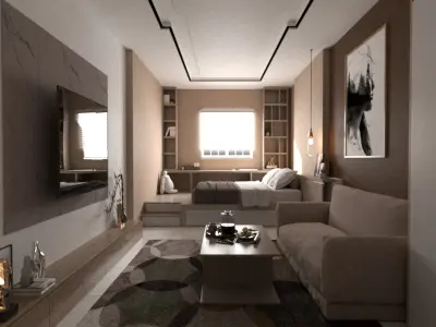 Modern Studio Living Space  Concept Scene 3D model