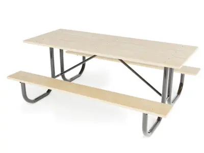 Picnic Table 3D Model Old weathered and new light colored wood 3D model