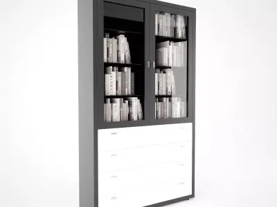 Bookcase with glass doors - bedroom furniture sets home 3D model