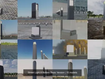 Street Light 8 Bollard Basic Version 3D Model Pack