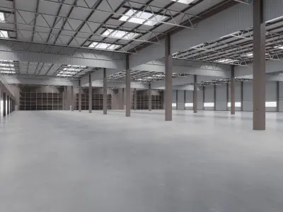 Factory Hall Interior 7 Low-poly 3D model