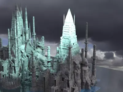 Ancient Scifi Temples  Nile City Kit bash 3D model