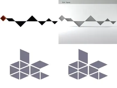 Tangram three different logos 3D model