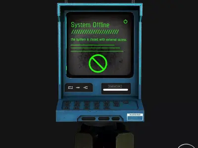 SCIFI Desk Computer Low-poly 3D model