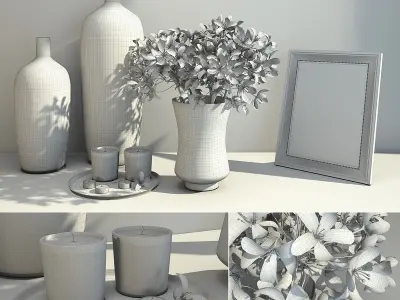 Decorative Set of Flowers 3D model
