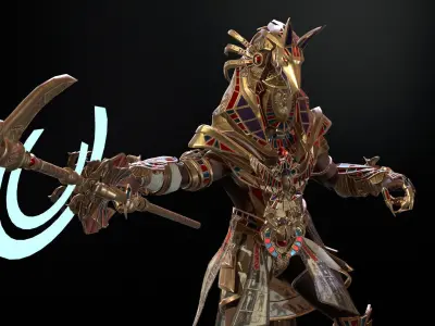 Anubis Egyptian God Low-poly 3D model