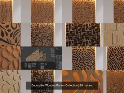 Decorative Wooden Panels Collection 3D Model Pack
