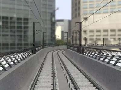 Metro Track and Bridge or Broken Metro track and bridge Low-poly 3D model