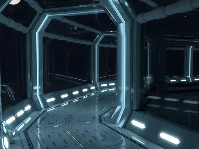 Modular Corridor V2 Low-poly 3D model