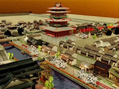 Moon Festival River-banks scene - reposting 3D model