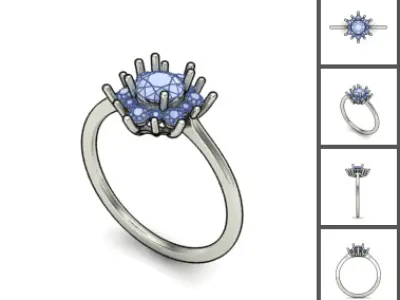 Women Ring  Render 3dm STL OBJ FBX Details 3D print model 23