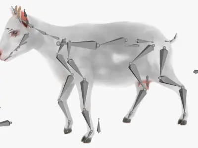  Farm Goat Animated Fur Rigged for Blender 
