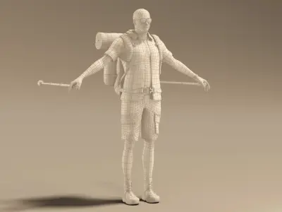  Male Hiker Animated HQ Editorial License 