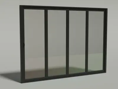Full Animated Sliding Doors - 4 Panel Free low-poly 3D model