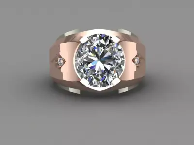 Rose Gold Men Diamond Ring 3D print model 3D print model 2