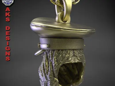 Animal Pendant jewelry Army captain bulldog v151 3D print model