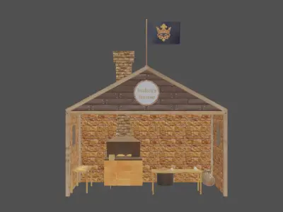 Stylized medieval bakery workshop pbr Low-poly 3D model