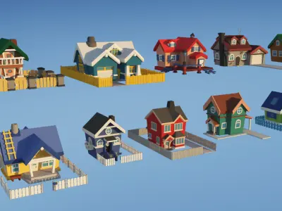 Houses - Toon Low-poly 3D model