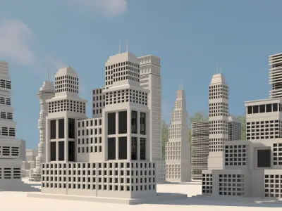 Skyscrapers   Low-poly 3D model  10 MODELS Free 3D model