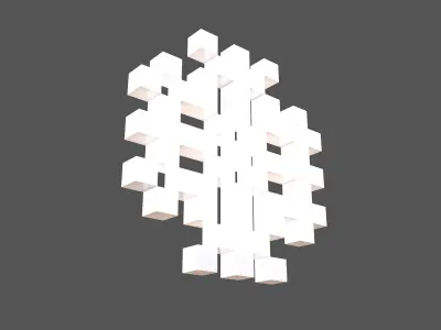 Pixel Snowflake v2 001 Low-poly 3D model