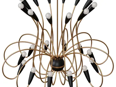 Large   Modernist Black Spider 24-Light German Chandelier 3D model