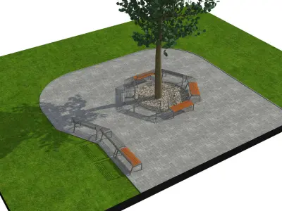 Park bench 3D model
