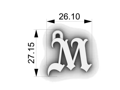 Gothic Letter M Pendant 3D print model