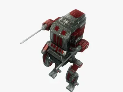 Sci-fi robot animated low poly Low-poly 3D model